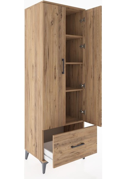 Hyperion Dolap 4 Raflı Tek Çekmeceli 2 Kapaklı 60X44X182 Çam-Çam fırsatları