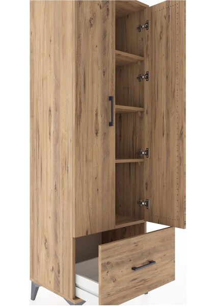 Hyperion Dolap 4 Raflı Tek Çekmeceli 2 Kapaklı 60X44X182 Çam-Çam indirimleri