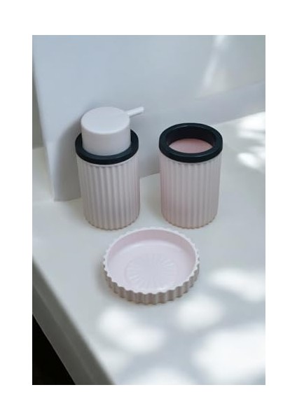 Parça Sert Plastik Seti/sıvı Sabunluk, Diş Fırçalık ve Katı Sabunluk-Toz Pembe fiyatları