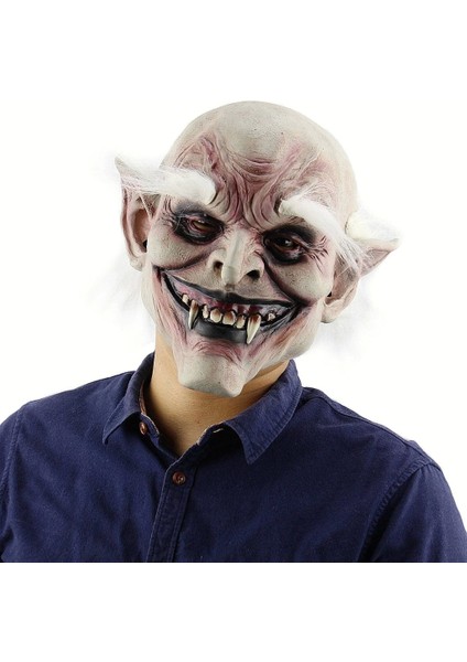 Bfs Korku Zombi Maskesi Beyaz Saçlı Kaşlı Lateks Vampir Maskesi Et Maske