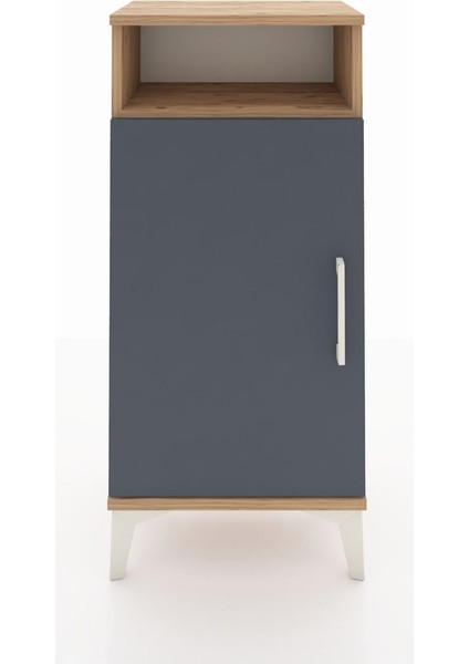 Arges Komodin 3 Raflı Tek Kapaklı 44X30X96 Çam-Antrasit