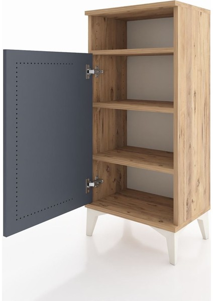 Arges Komodin 3 Raflı Tek Kapaklı 44X30X96 Çam-Antrasit fırsatları