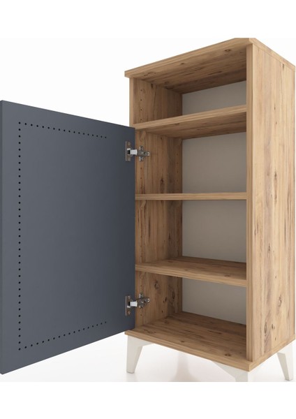 Arges Komodin 3 Raflı Tek Kapaklı 44X30X96 Çam-Antrasit indirimleri