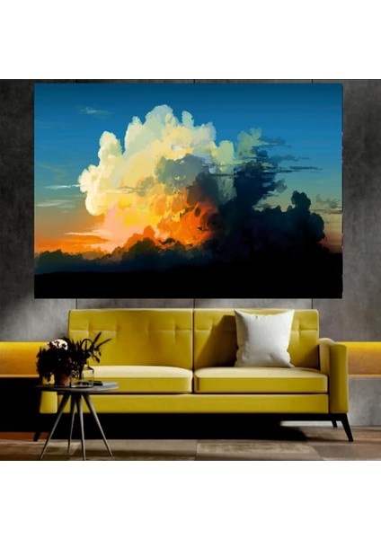 Gökyüzü Manzaralı Sanatsal Dekoratif Duvar Tablosu (70X100 Cm)