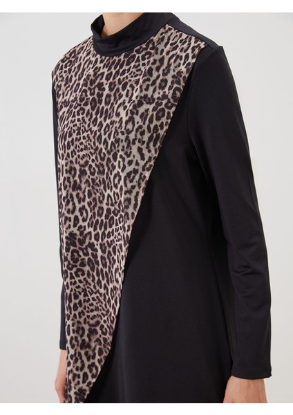 Yeni Sezon Dik Yaka Leopar Desenli Kadın Tesettür Mayo Takımı modelleri