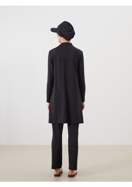 Yeni Sezon Dik Yaka Leopar Desenli Kadın Tesettür Mayo Takımı fırsatları