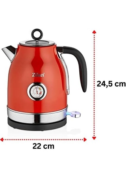60&apos;lı Yılların Retro Su Isıtıcısı, 1,7 LITRE,%100 Bpa Içermez, 2000 Watt, Paslanmaz Çelik Iç Kısım, Analog Göstergeli, Çay Makinesi, Otomatik Kapanma, Gösterge Lambası modelleri