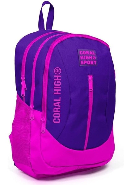 Sport Pembe-Mor Okul ve Günlük Sırt Çantası - USB ve Aux Çıkışlı