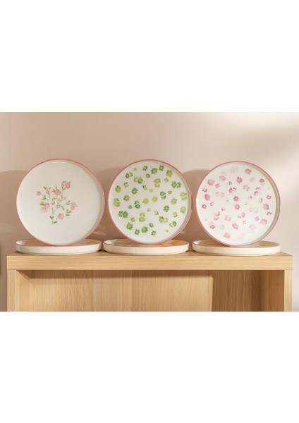 Seramik Berthe 6&apos;lı Özel Tasarım Hand 20 cm Stackable Pasta Tabak Seti