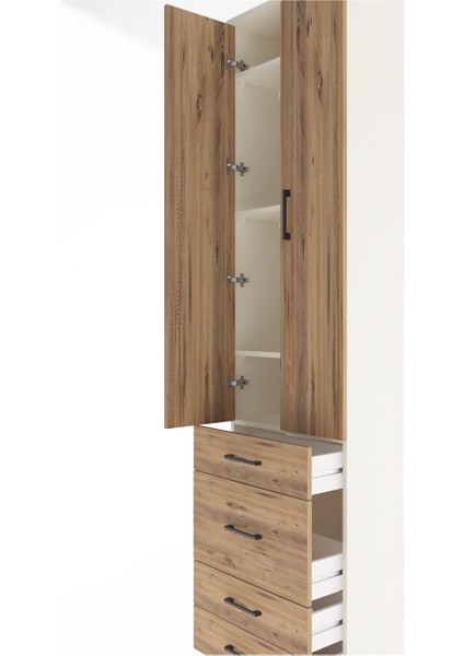 Arges Dolap 4 Raflı 4 Çekmeceli 2 Kapaklı 60X30X243 Aytaşı-Çam indirimleri