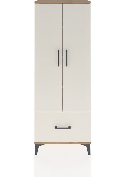 Arges Dolap 4 Raflı Tek Çekmeceli 2 Kapaklı 60X30X163 Çam-Aytaşı