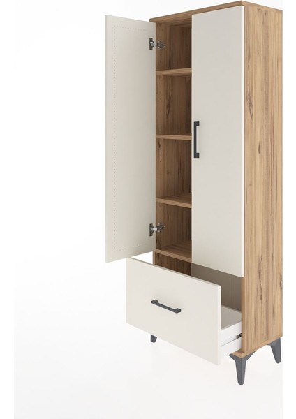 Arges Dolap 4 Raflı Tek Çekmeceli 2 Kapaklı 60X30X163 Çam-Aytaşı fırsatları