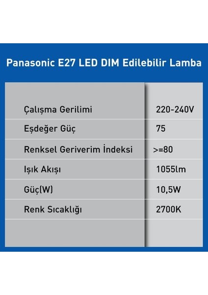 E27 LED Dim Lamba 10.5W 1055LM 2700K fiyatları