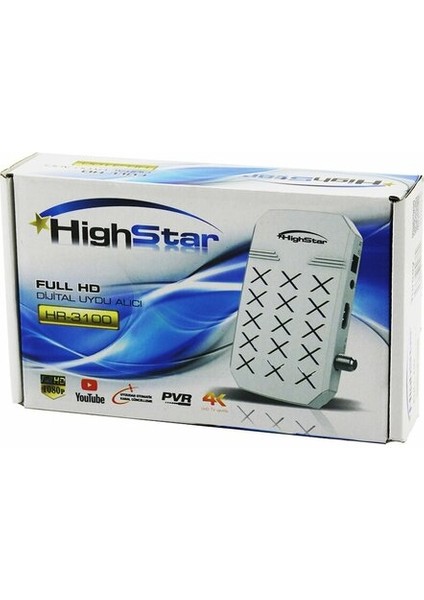 Highstar HR-3100 Full Hd Dijital Uydu Alıcısı 1080P - HDMI - Wifi - Av - Youtube - 4K UHD Tv Uyumlu (5067)