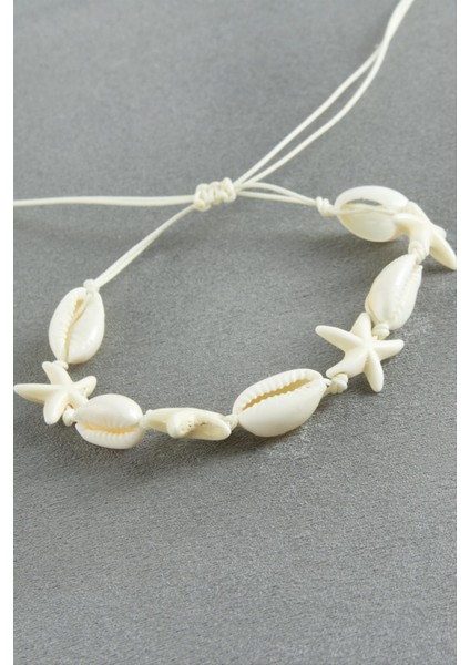 Deniz Yıldızı Istiridye Makrome Ip Bileklik