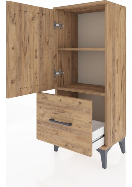 Arges Komodin 2 Raflı Tek Çekmeceli Tek Kapaklı 44X30X106 Çam-Çam fırsatları