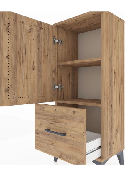 Arges Komodin 2 Raflı Tek Çekmeceli Tek Kapaklı 44X30X106 Çam-Çam indirimleri