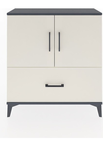 Arges Şifonyer 2 Raflı Tek Çekmeceli 2 Kapaklı 88X30X96 Antrasit-Aytaşı