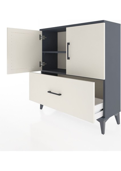 Arges Şifonyer 2 Raflı Tek Çekmeceli 2 Kapaklı 88X30X96 Antrasit-Aytaşı fırsatları
