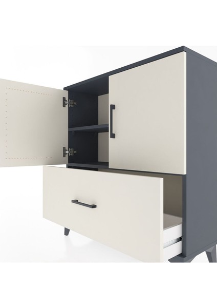 Arges Şifonyer 2 Raflı Tek Çekmeceli 2 Kapaklı 88X30X96 Antrasit-Aytaşı indirimleri