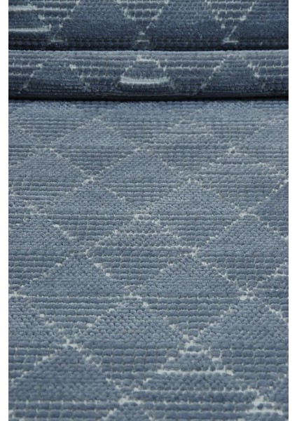 Galvez Modern Mavi Yıkanabilir Polyester,pamuk Makine Halısı indirimleri