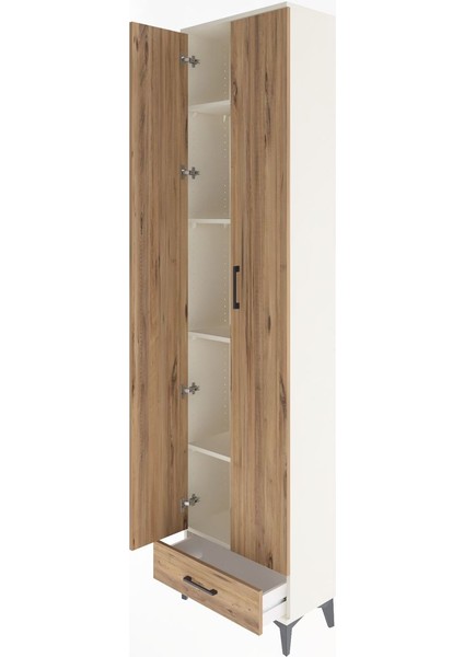 Arges Dolap 5 Raflı Tek Çekmeceli 2 Kapaklı 60X30X243 Aytaşı-Çam fırsatları