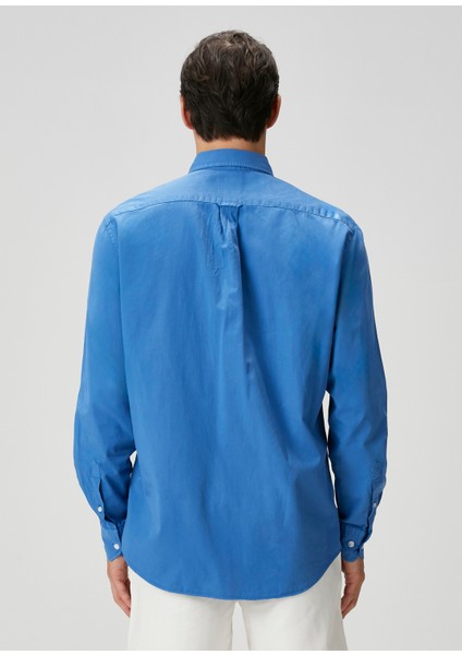Comfort Fit Mavi Gabardin Doku Gömlek indirimleri