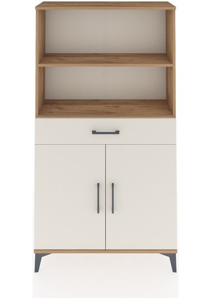 Arges Dolap 3 Raflı Tek Çekmeceli 2 Kapaklı 88X30X163 Çam-Aytaşı
