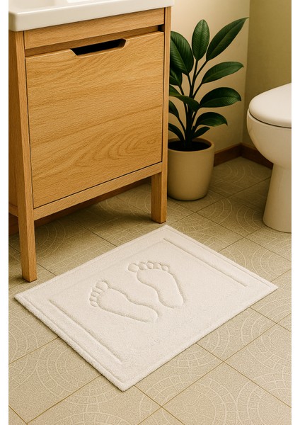 Pamuklu Ayak Paspası 40X60 cm Beyaz, Yumuşak ve Şık Ev Aksesuarı