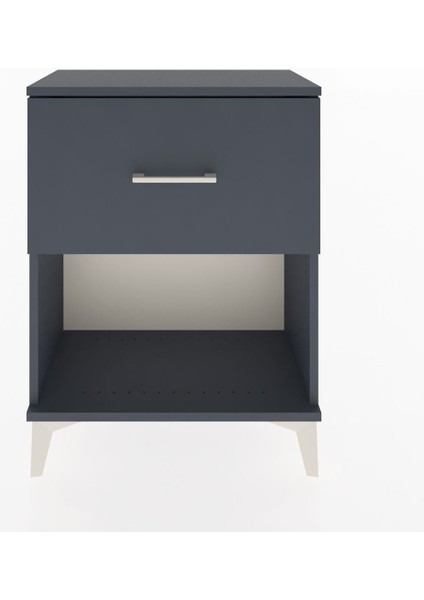 Arges Komodin Tek Çekmeceli 60X30X80 Antrasit-Antrasit