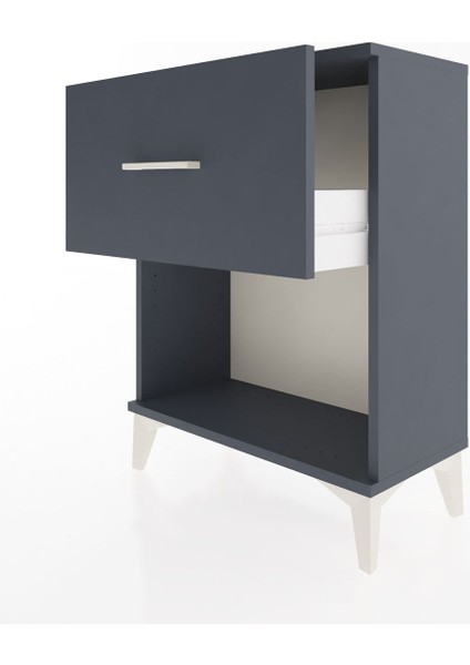 Arges Komodin Tek Çekmeceli 60X30X80 Antrasit-Antrasit fırsatları