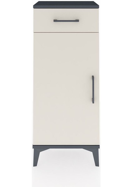 Arges Komodin 2 Raflı Tek Çekmeceli Tek Kapaklı 44X30X106 Antrasit-Aytaşı