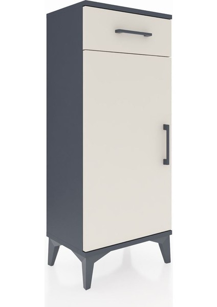 Arges Komodin 2 Raflı Tek Çekmeceli Tek Kapaklı 44X30X106 Antrasit-Aytaşı fiyatları