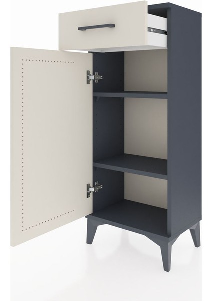 Arges Komodin 2 Raflı Tek Çekmeceli Tek Kapaklı 44X30X106 Antrasit-Aytaşı fırsatları