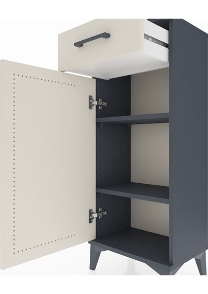 Arges Komodin 2 Raflı Tek Çekmeceli Tek Kapaklı 44X30X106 Antrasit-Aytaşı indirimleri