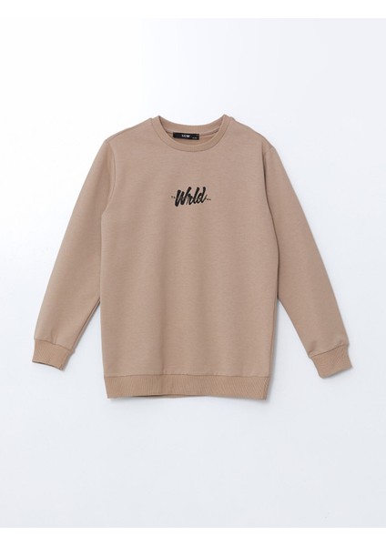 Yeni Sezon Bisiklet Yaka Baskılı Erkek Çocuk Sweatshirt