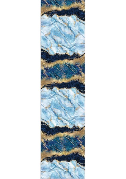 Mavi Dijital Baskılı Mermer Desenli Kaymaz Taban Rulo Yolluk fiyatları