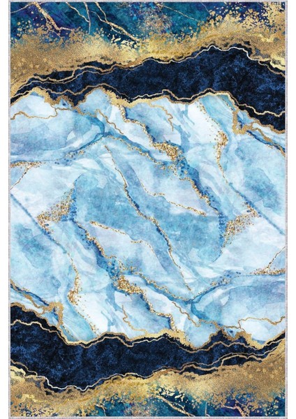 Mavi Dijital Baskılı Mermer Desenli Kaymaz Taban Rulo Yolluk modelleri