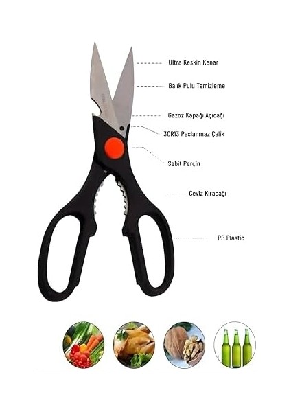 Mutfak, Çok Fonksiyonlu, Ultra Keskin Paslanmaz Çelik Bıçaklar, Kaymaz Ergonomik Saplı, Et ve Sebze Doğrama Için fiyatları