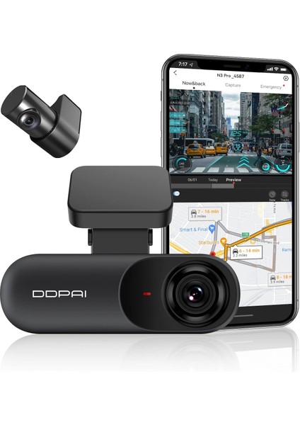 Mola N3 Pro - Wifi, S Ön ve Arka Kameralı Araç Kamerası