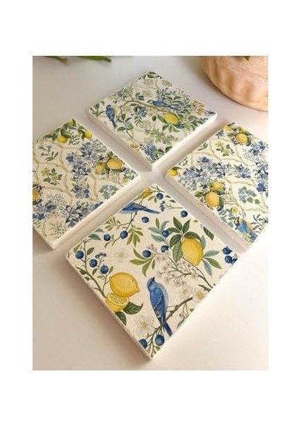 ve Kuş Desenli Taş Altlığı 4’lü Set, Yazlık Sunum Ürünü fiyatları