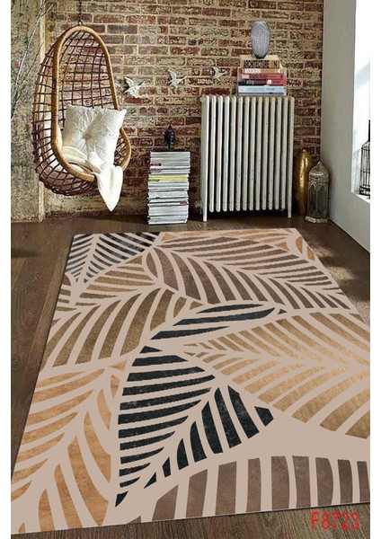 Yaprak Desenli Uzun Koridor ve Salon Halısı, Kahverengi, Şık ve Zarif Tasarım fırsatları