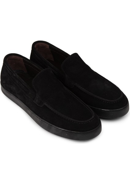 Erkek Hakiki Süet Siyah Loafer Ayakkabı - 01993MSYHC01 fırsatları