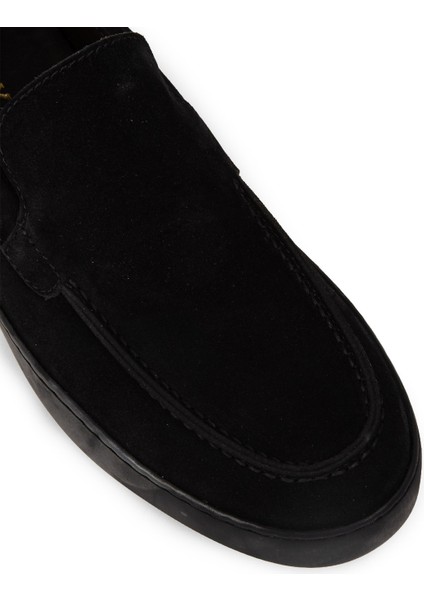 Erkek Hakiki Süet Siyah Loafer Ayakkabı - 01993MSYHC01 indirimleri
