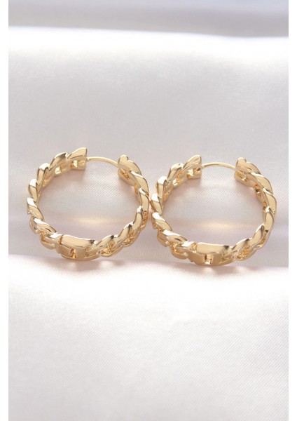 Pirinç Gold Renk Zincir Model Halka Küpe - TJ-BKP8970 fiyatları