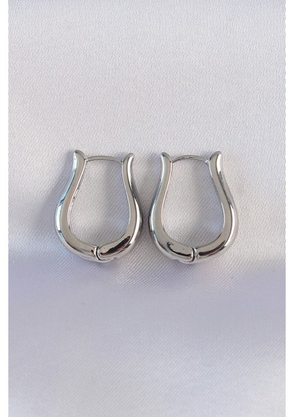 Pirinç Gümüş Renk Içi Boş Gül Küpe - TJ-BKP8977