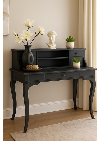 120 cm 5 Çekmeceli Masif Antrasit Raflı Çalışma Masası fiyatları