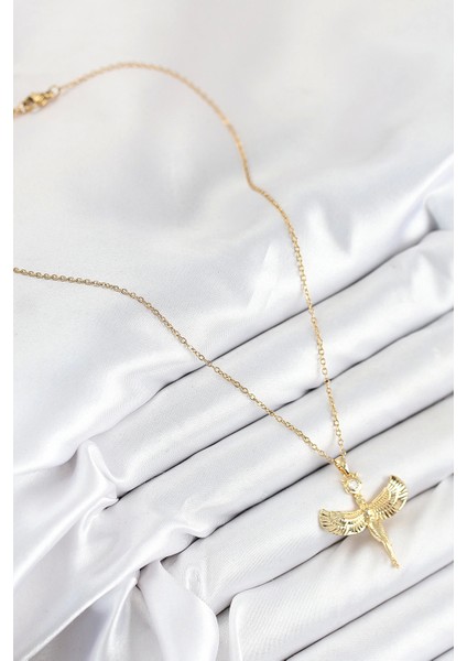 Bfs 316L Çelik Zirkon Taşlı Melek Model Gold Renk Kadın Kolye fiyatları