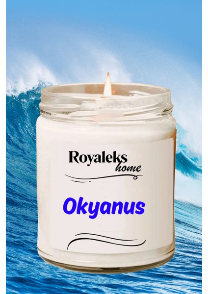 Doğal Özel Seri Kokulu Dekoratif Kavanoz Mum 210 cc - Okyanus Esansı - Ryl modelleri