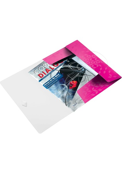 45990023 Wow A4 3 Katlı Dosya, Metalik Pembe